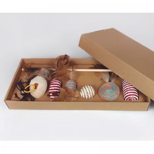 Pet træ stang fjer sjov kat stick kombination cat legetøj sæt boks syv piece mus sisal bold sjovt kat artefakt