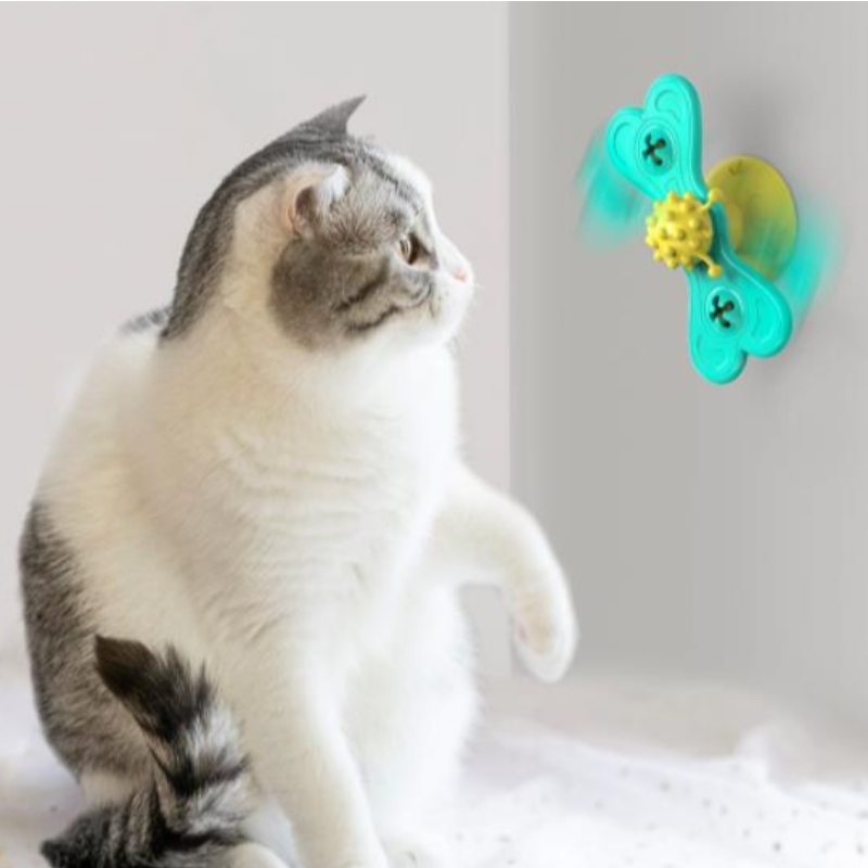 Kat vindmølle legetøj sjovt massage roterbare kat legetøj med catnip bold tænder rengøring kæledyr produkter