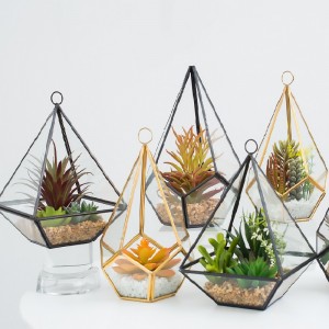 Potted Artificial Succulent i Glass Ware