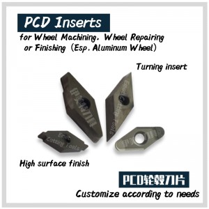 EMET CUTTING TOOLS, PCD INSERT/BLADE specielt til bilmotor dele bearbejdning, hjul reparation, hjulfinishing, drejning, afsked og grooving, profilering