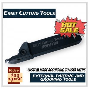 EMET-skæreværktøjer, eksterne drejeværktøjer, eksternt skille- og grooving-værktøjer, især til hjulbearbejdning, ved hjælp af ISCAR GIDA80-40 INSERT, GHGR/L2525-8, GHGR/L2525-6
