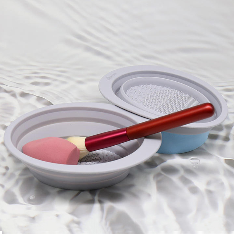 Silikone makeup børste rengøringsmåtte, foldbar makeup børste rengøringskål