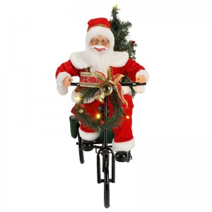 45cm santa claus siddende på trehjulet belysning jul dekoration figurine samling stof ferie festival brugerdefineret vare