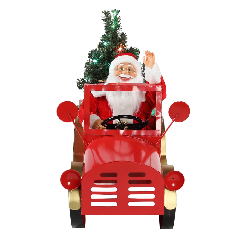 160cm musikalske animeret santa claus sidder på lastbil jul ornamenter samling ferie dekoration figur vekselstrømsadapter