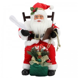 45cm santa claus siddende på stol skrift og læsning bog dekoration figur collection stof ferie festival brugerdefineret vare