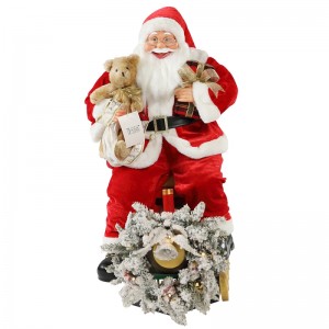 60/90cm juletræn Santa Claus Med Belysning Ornament Dekoration Festival Holiday Figurine Collection Traditionel Xmas