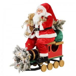 60/90cm juletræn Santa Claus Med Belysning Ornament Dekoration Festival Holiday Figurine Collection Traditionel Xmas