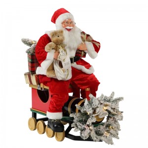 60/90cm juletræn Santa Claus Med Belysning Ornament Dekoration Festival Holiday Figurine Collection Traditionel Xmas
