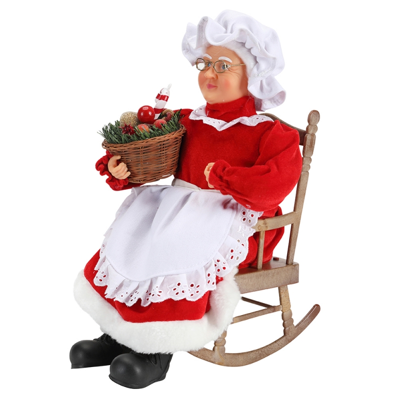 45cm animerede santa kvinder sidder på stol elektrisk musik flytter jul dekoration figurine dukke stof ferie festival