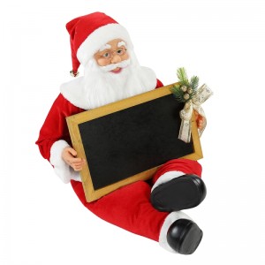 60/80cm jul siddende santa claus med blackboad ferie musikalsk ornament dekoration figurin samling traditionelle xmas
