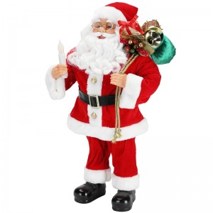 62cm jul stående santa claus med stearinlys ornament dekoration figurine samling stof ferie festival xmas plys