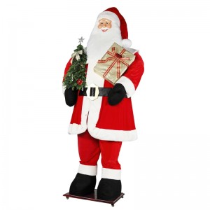 3,8m Big Christmas Santa Claus med træ og gavepose LED Lys Rise og Down Vis Exhibition Decoration Holiday Festival Luksus