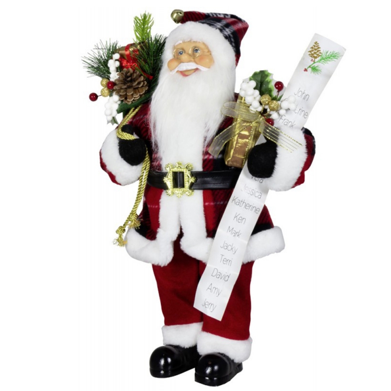 80 cm Juledekoration Santa Claus Gave Bag Navn Liste Pine Cone Ornament Xmas Legetøj til Home Navidad Holiday Party Display
