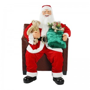 100cm jul animeret sofa santa claus med belysning musikalsk ornament dekoration traditionelle ferie figur samling