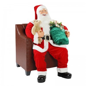 100cm jul animeret sofa santa claus med belysning musikalsk ornament dekoration traditionelle ferie figur samling