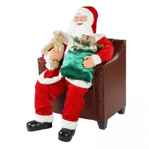 100cm jul animeret sofa santa claus med belysning musikalsk ornament dekoration traditionelle ferie figur samling