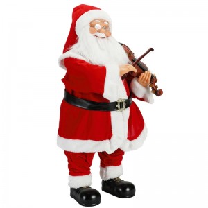 80cm Animeret julelys Musical Santa Claus med Fiddle Ornament Dekoration Traditionel Holiday Figur Collection