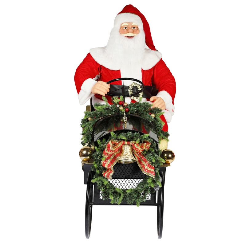 150cm Sitting Sleigh Santa Claus Med Lighting Ornament Christmas Decoration Traditionel Holiday Figur Collection