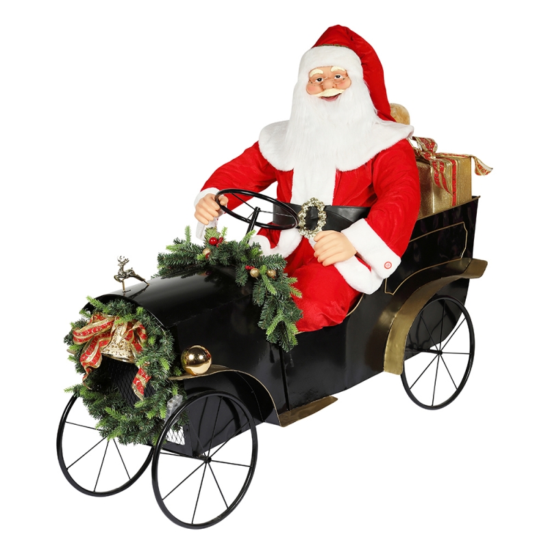 150cm Sitting Sleigh Santa Claus Med Lighting Ornament Christmas Decoration Traditionel Holiday Figur Collection