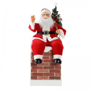 60/100cm Christmas Chimney Animated Santa Claus With Lighting Musical Ornament Dekoration Figur Collection Holiday K/D