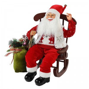 55cm stol Animeret santa claus med lys jul ornament figurine dekoration xmas dukker ferie samling hjem gaver