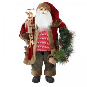 30 ~ 110cm Jul Stående Santa Claus med krans ornament dekoration traditionelle figurindsamling xmas serie
