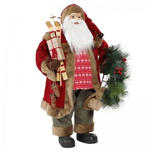 30 ~ 110cm Jul Stående Santa Claus med krans ornament dekoration traditionelle figurindsamling xmas serie