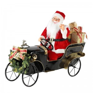 80cm animeret jul bil santa claus med belysning musikalske ornament dekoration ferie figur collection traditionelle xmas