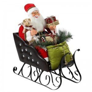 80cm Sitting Sleigh Santa Claus med Belysning Ornament Christmas DecorationTraditional Holiday Figur Collection