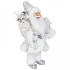 Ædle 45cm juledekoration stående santa claus i sølv xmas træ ornamenter forsyninger traditionelle ferie figurine