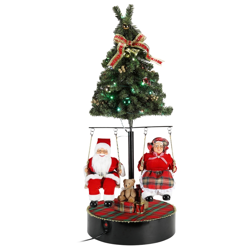 120cm jul Drej træet santa claus med musikalsk ornament dekoration festival ferie figurin samling traditionelle