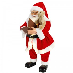 80cm animerede juleskrifter santa claus med belysning musikalske ornament dekoration traditionelle ferie figur samling