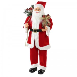 30 ~ 110cm julestående santa claus med gavepose ornament dekoration traditionelle figurin samling xmas serie