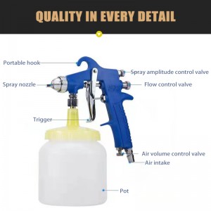 PQ-2 Air Spray Gun 2,0 mm Dysen OEM Factory Plastic Metal Høj effektivitet Athéizing Pneumatic Paint Tools til bil og møbler