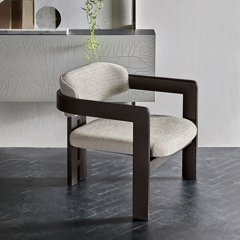 Moderne design afslappende lounge stole træ ramme stof enkelt accent sofa stol stue møbler
