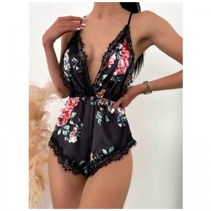 Sexy Hollow Out Floral BodySuit High Cut V Hals Lingeri Teddy Ultra Tynde Breathable Women Erotic Sexy Lingeriehot Salg Produkter