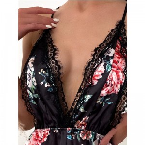 Sexy Hollow Out Floral BodySuit High Cut V Hals Lingeri Teddy Ultra Tynde Breathable Women Erotic Sexy Lingeriehot Salg Produkter