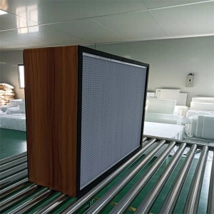 Træramme Custom Clean Room Deep Pleat HVAC HEPA Panel Filter med stabil lufthastighed