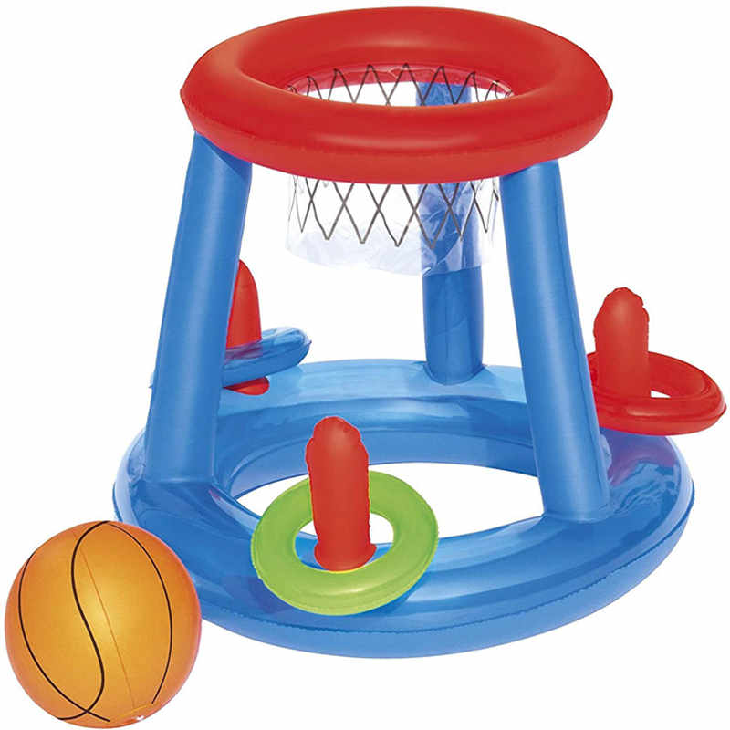 Oppustelig pool flydende basketball hoop sæt, swimmingpool spil legetøj, oppustelig vand basketball stand