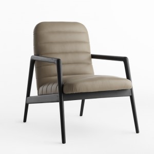 Italiensk minimalistisk design Træ lounge stol enkelt sofa læder arm stole stue
