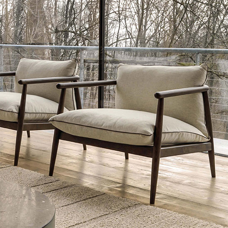 Nordic Modern Chaise Minimalistisk designet stof enkelt sofa accent stol til stue