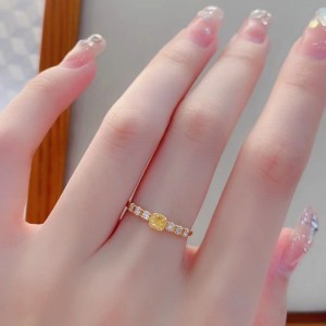 Fashion smykker producent 18k/14k/10k/9k guld enkelt gule diamant sten kvinder guld ringe design