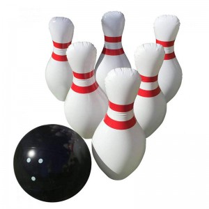 Oppustelige bowling sæt indeholder en stor bold og 6 oppustelige bowling pins jumbo bowling sæt spil til børn