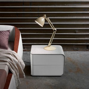 brunt lædernatbord mini lille moderne luksus rund sengebord smal