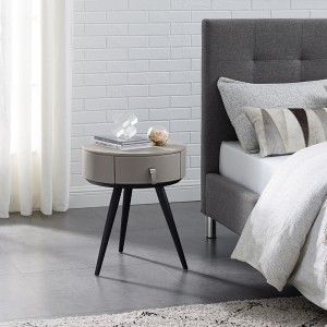 Nordisk design Moderne solid træ luksusbed omnatbord sidebord med 2 skuffe