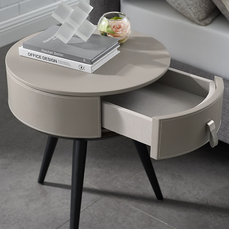 Nordisk design Moderne solid træ luksusbed omnatbord sidebord med 2 skuffe
