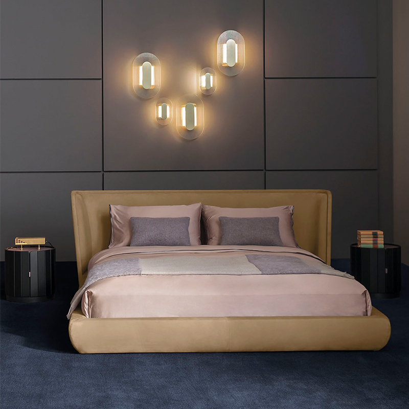Moderne queen size seng sofa seng polstring læder soveværelse møbler