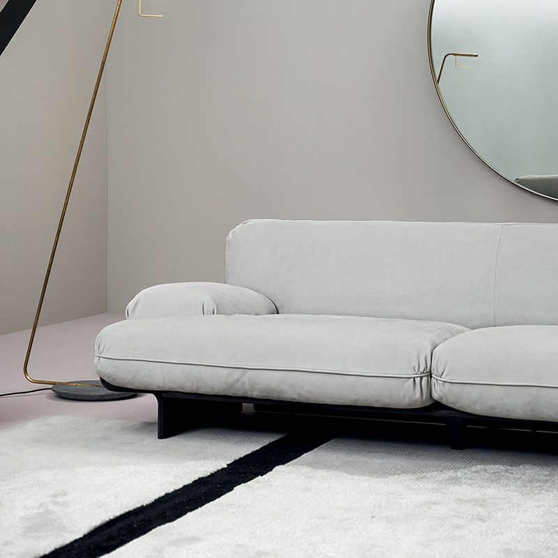 Italiensk læder træ moderne 3 sæders stoffer sofa sæt til stue