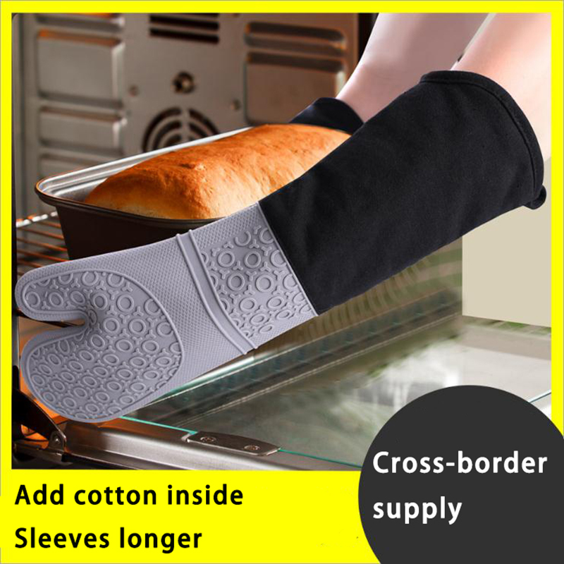 Varmebestandige handsker køkken grillning bage mad kvalitet silikone anti-skaldende varmeisolering silikone ovnmitter
