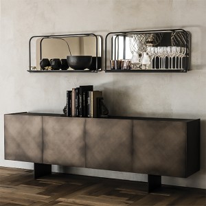 italiensk designer retro guld metal credenza ekstra lang skænk kabinet luksus